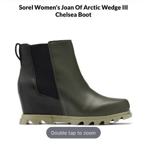 Sorel Joan of Arctic Wedge III Women 8 M Leather Ankle Boots Lug Dark Moss NEW